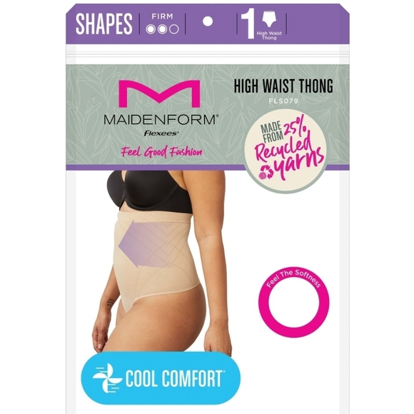 NWT BLACK Maidenform Flexees High Waist Thongs - Picture 3 of 8